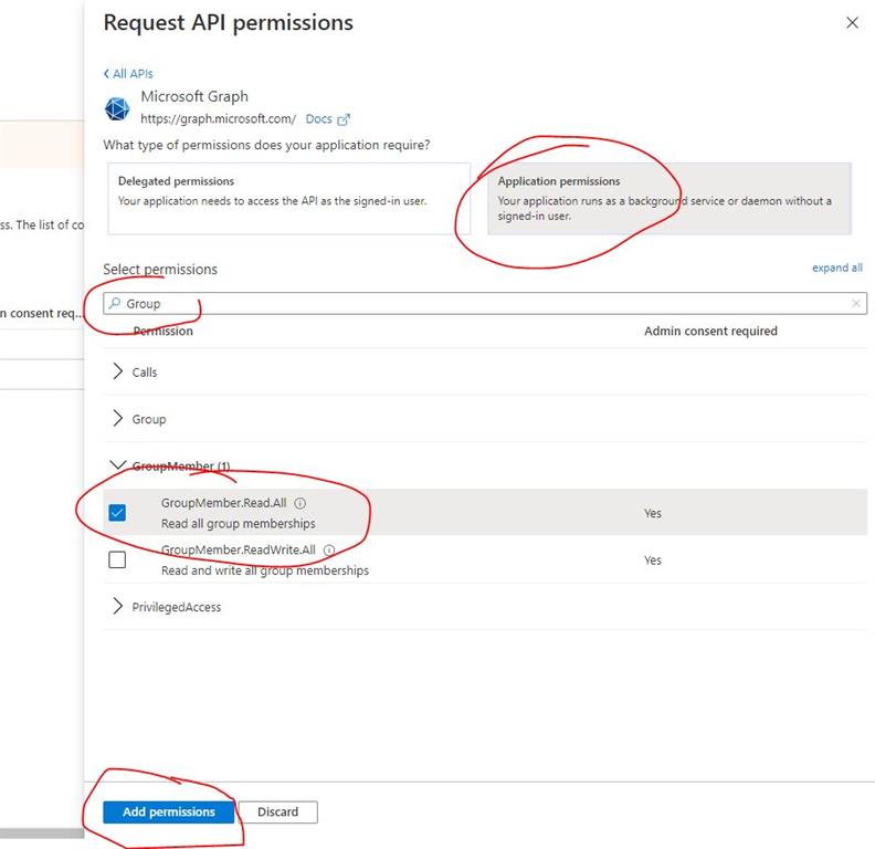 AAD Group - Read Member Summary Using C#